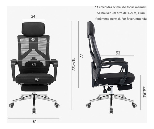 Cadeira De Escritório Preta Ergonômica Com Rodas E Ajustável Em Altura. Wicopet Confortável E Adequada Para Uso No Escritório E Em Casa.
