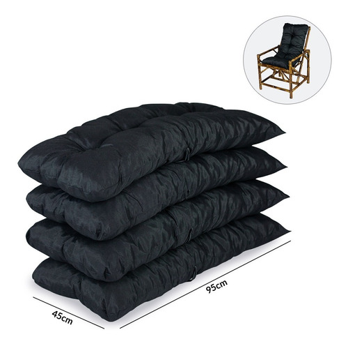 04 Almofada Confortáveis P/ Sofa E Cadeiras De Bambu