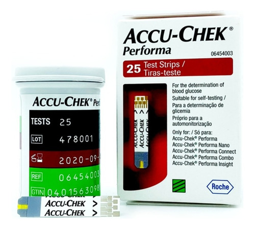Tira reactiva Accu-chek Performa, 25 unidades, color gris/negro