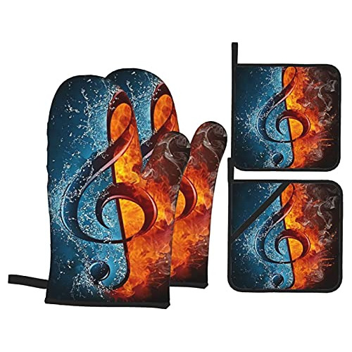 Hielo Y Fuego Music Key Oven Mitts Y Pot Holders Sets Calien