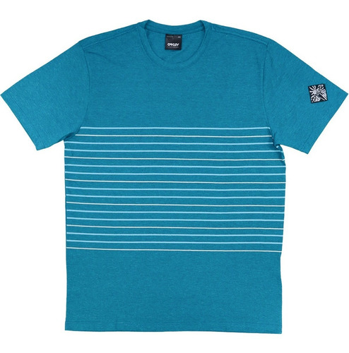 Camiseta Oakley Coleção Linear Threads Striped Azul Com Nota