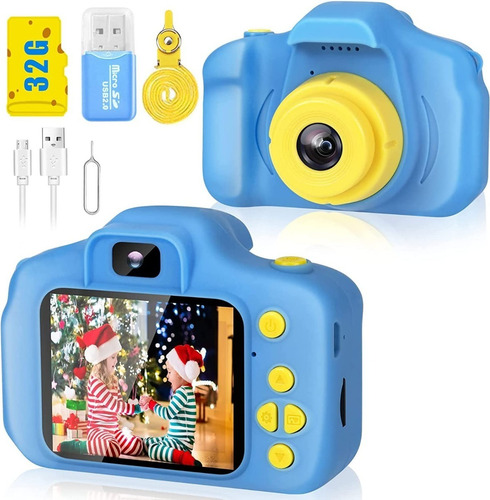 Camara Digital Para Niños Selfie 1080p 20mp Cumpleaño Color Azul