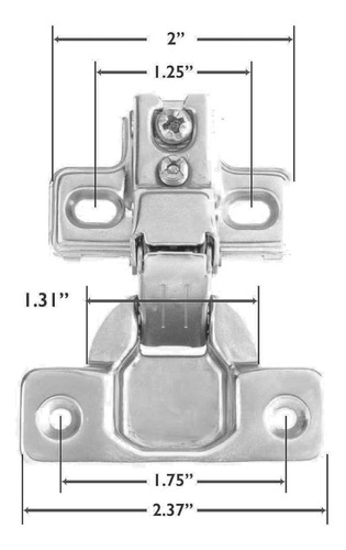 Bisagra Bidimensional Brazo Pata Corta Con Tornillos 1 Par