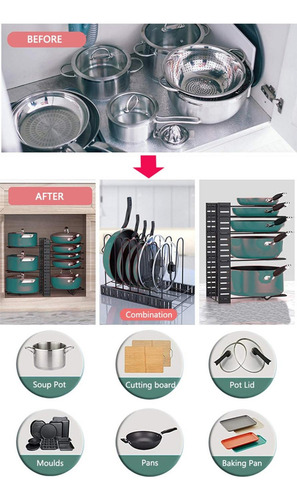 Estante Organizador Para Ollas Y Sartenes Ajustable Cocina