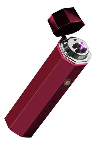 Encendedor Hexagonal Rojo Con Cable Usb Integrado Rojo