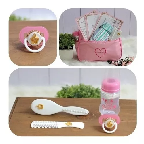 Boneca Kawaii Tipo Reborn Com Bolsa Maternidade + 23 Itens