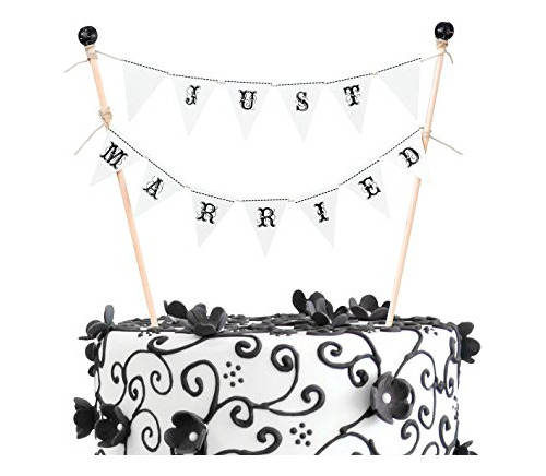  Classic Just Married Wedding Bunting Cake Topper