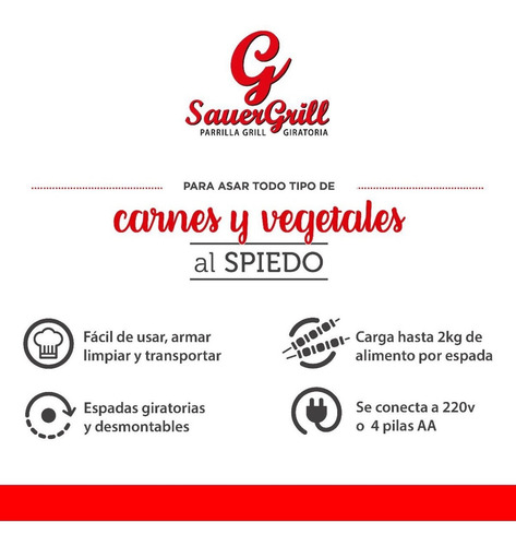 Parrilla Spiedo Automatic 4 Espadas A Pilas/fuente 5 Volt.