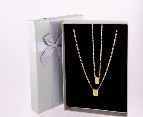Escapulário De Ouro 18k Corrente Piastrine 60 Cm Dupla Face