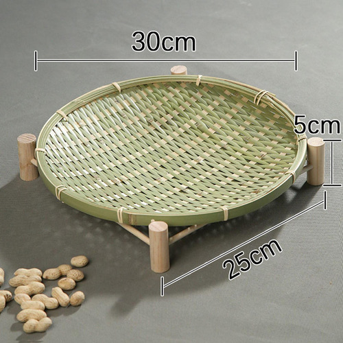 Cesta Tejida De Bambú, Cesta Para Servir Con 30cm Verde