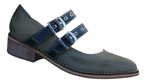Zapato De Temporada En Punta Con Hebillas 100% Cuero Dama