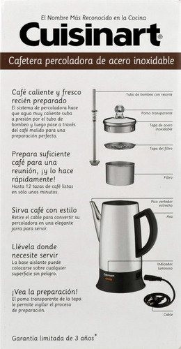 Cuisinart Prc-12 Cafetera Percolador Classic 12 Tazas