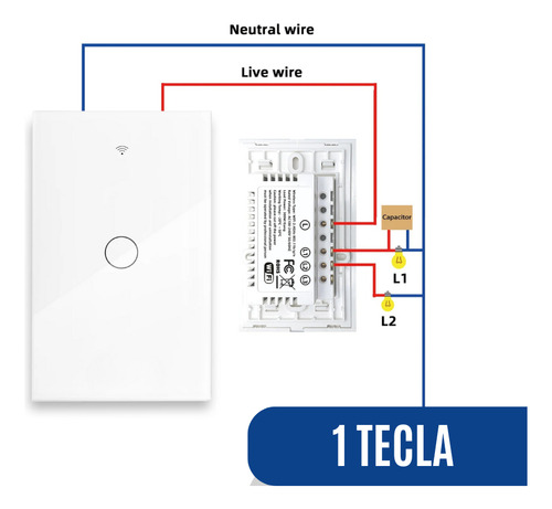 Interruptor Inteligente Wifi 1 Botão Android Ios Automação