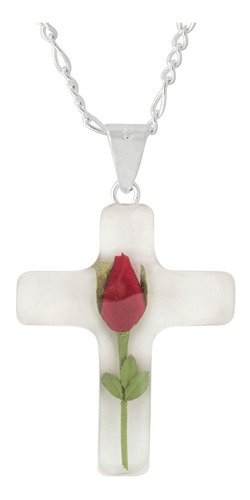 Cruz Grande Con Rosa Tami Joyería Plata Cadena Cubo 