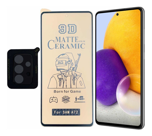 Vidrio Cerámica Matte Para Samsung A72  + Vidrio De Cámara 