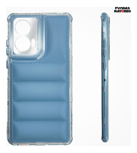 Funda Puff Moto Edge 50 Fusion Con Mica Azul