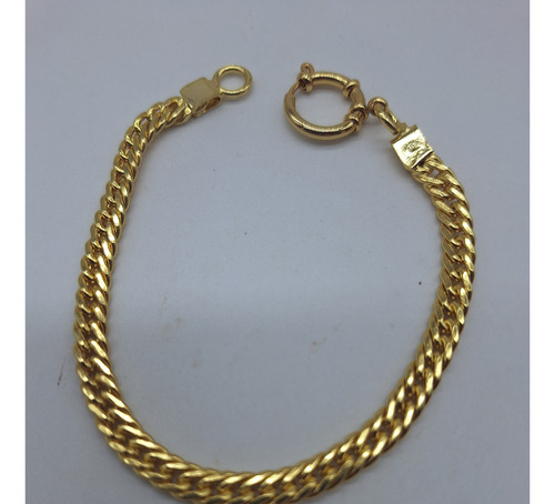 Pulsera Groumet Doble Enchapada En Oro 18k Con Sello C1617