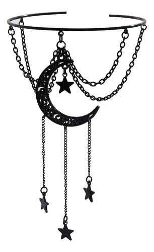 Brazalete Abierto Con Forma De Estrella Y Luna Gótica Con Bo