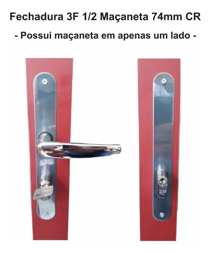 Fechadura Para Portão De Alumínio Búzio 1/2 Maçaneta 3f 74mm Cor