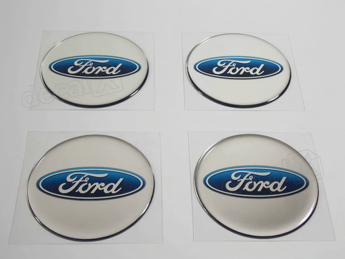 Kit Adesivos Emblema Resinado Roda Compatível Ford 68mm Cl5 Cor CROMADO