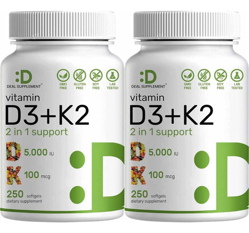 Vitamina D3 Con K2 250cap Set 2 - U - Unidad a $931