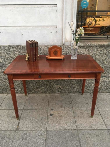 Escritorio/ Mesa Antiguo Con Cajón Estilo Inglés De Madera