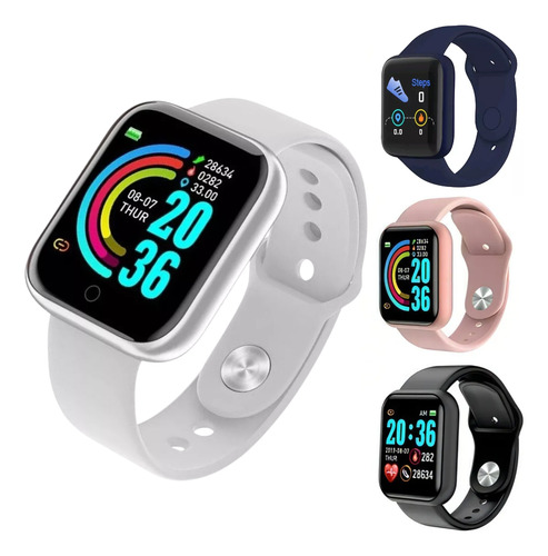 Smartwatch Reloj Inteligente Smart Band Bluetooth Bracelet Gym Running Silicona Blanco Deportivo