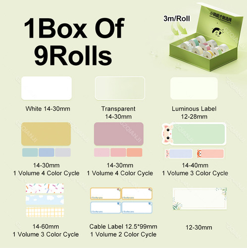 Juego De 9 Rollos De Papel Térmico Niimbot Para Etiquetas D1