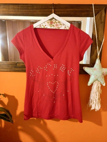 Remera Roja Estampada De Modal