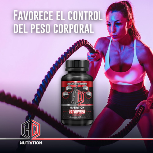 Pre Entreno Hq Nutrition Fat Burner Quema Grasa 60 Caps Sin Sabor