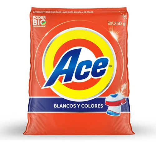 Detergente Jabon Ropa En Polvo Ace Regular 250grs
