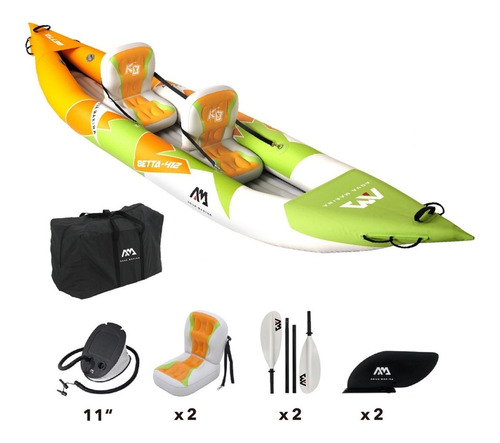 Kayak Aqua Marina 2 Persona Remos Inflador Asiento Febo