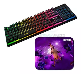 Teclado Gamer Semi Mecánico Micronics Neon Led Rainbow + Pad