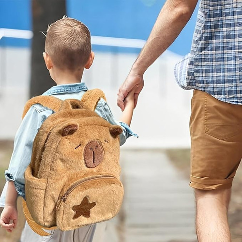 Linda Mochila Felpa Para Capibara Muñecas,capibara Bolso De Felpa De Moda+monederos+llavero,bolsa Para La Escuela Chocolate