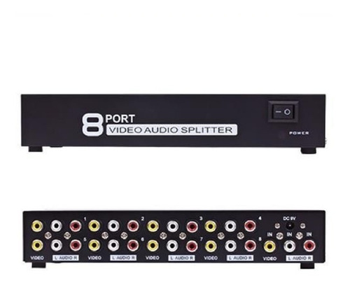 Splitter 8 Portas Distribuidor Audio Video Composto Rca Av