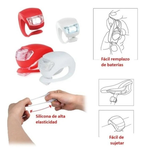 Kit Luz De Bici Led X 2 Silicona Delantera Y Trasera