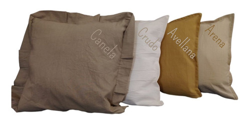 Imagen 3 de 6 de Set 4 Fundas Almohadón 40x40 Tusor 1 Con Volado Y 3 Lisas