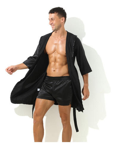 Lk888 Bata De Baño De Seda Tipo Kimono Para Hombre Con