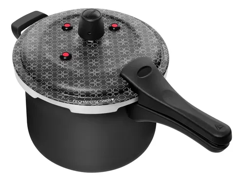 Panela De Pressão Patolux 5l Antiaderente Alumínio Preto Fecho Externo