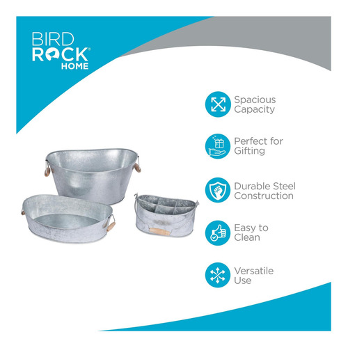 Bebida Galvanizada Birdrock Home Tina, Caddy And Bande