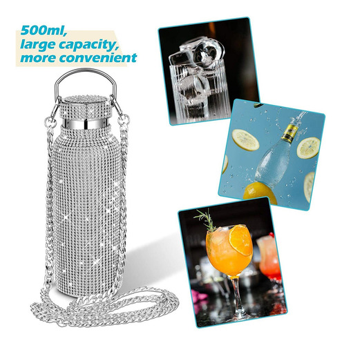 Botella De Agua De Diamante Botella Térmica Inoxidable Bling