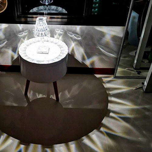 Lampara De Mesa Efecto Cristal Usb Recargable 3 Modos De Luz Color de la estructura Blanca