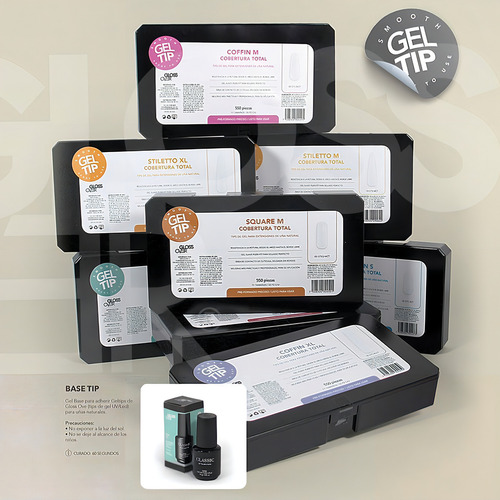 Tips Gel Suave Uñas Postizas Caja 550pzs Stiletto Gloss Over Medida Xtra Large
