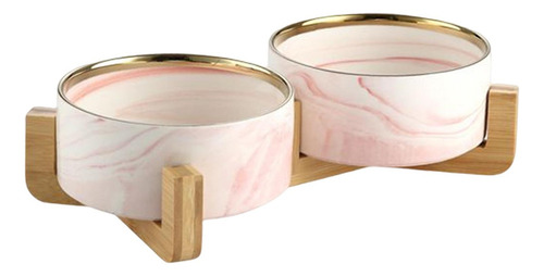 Plato De Cerámica De Mármol Para Cuenco Doble Rosado