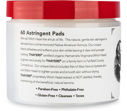 Thayers Original Witch Hazel Astringent Pads With Aloe Vera