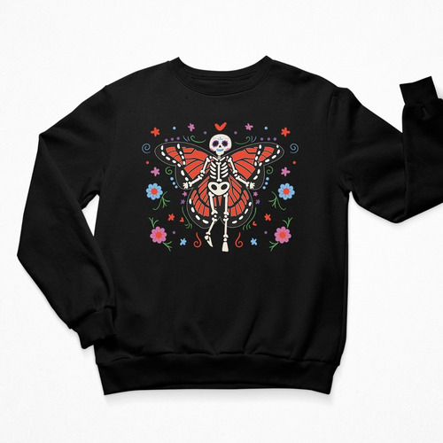 Imagen 2 de 4 de Sudadera Día De Muertos- Unisex- Halloween-calavera Mariposa