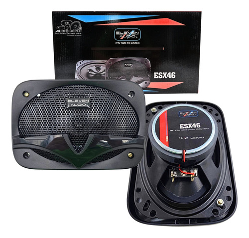 Par De Bocinas Coaxiales 4x6 PuLG 4 Ohm Eleven Audio Esx46 Color Negro