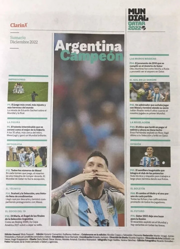 Revista Especial Argentina Campeon Mundial 2022 Ole Imagenes Full Color Informacion Tamaño Grande Campeones Del Mundo Seleccion Argentina