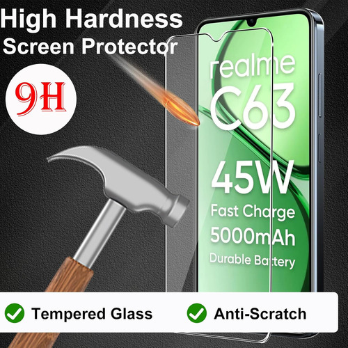 Funda Uso Rudo Carcasa Cámara Para Realme C63/c61+mica Negro Realme C63 / C61/narzo N63 4g/realme Note 60