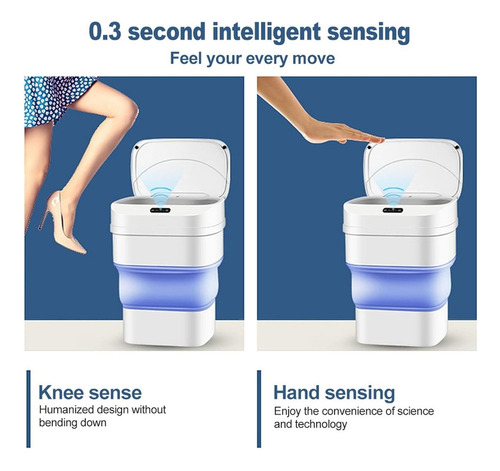 Bote De Basura Inteligente Plegable, Cubo Basura Con Sensor